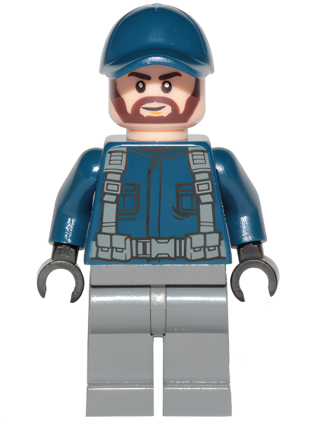 Минифигурка Lego ACU Guard - Male, Dark Blue Cap, Light Nougat Head, Beard jw061